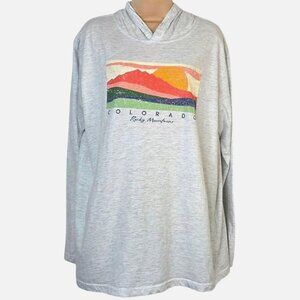 Prairie Mountain XL Gray Hoodie Rocky Mountains Colorado Graphic Unisex Pullover